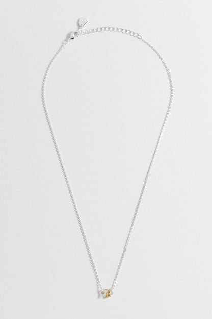 Multi Flower Bead Necklace - Silver Chain