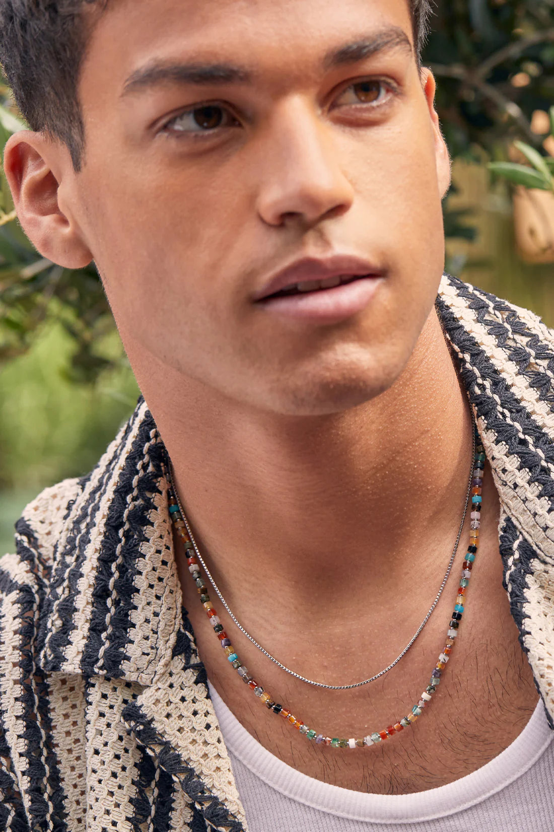 Multi Green Rondelle Necklace