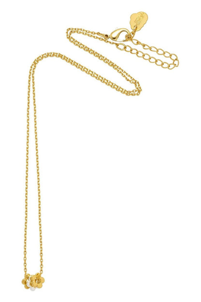 Multi Flower Bead Necklace -Gold Chain Gold Plated