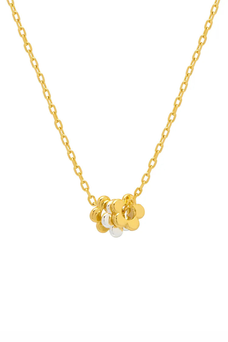 Multi Flower Bead Necklace -Gold Chain Gold Plated