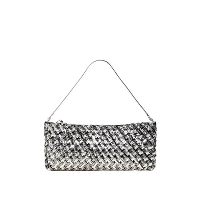 Gala Clutch Double Weave Metallic Pewter