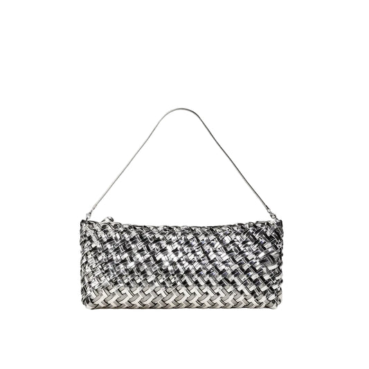 Gala Clutch Double Weave Metallic Pewter
