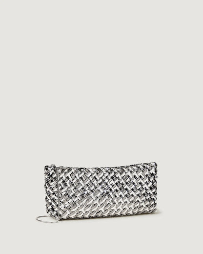 Gala Clutch Double Weave Metallic Pewter