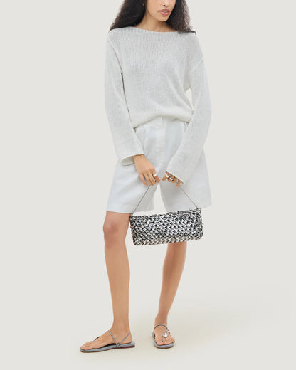Gala Clutch Double Weave Metallic Pewter