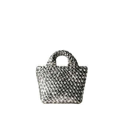 St. Barths Petit Tote Double Weave Metallic Pewter