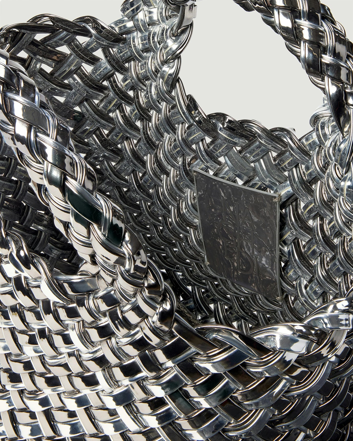 St. Barths Petit Tote Double Weave Metallic Pewter