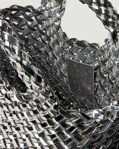 St. Barths Petit Tote Double Weave Metallic Pewter