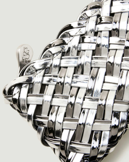 St. Barths Petit Tote Double Weave Metallic Pewter