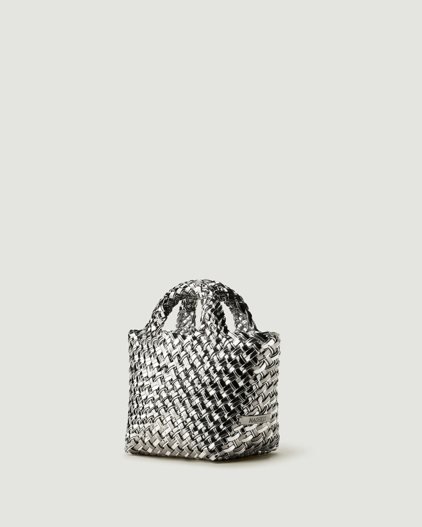St. Barths Petit Tote Double Weave Metallic Pewter