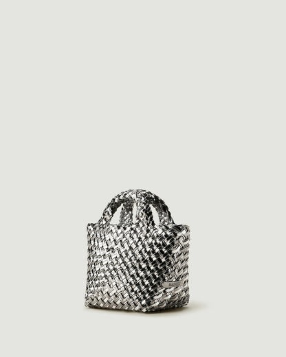 St. Barths Petit Tote Double Weave Metallic Pewter