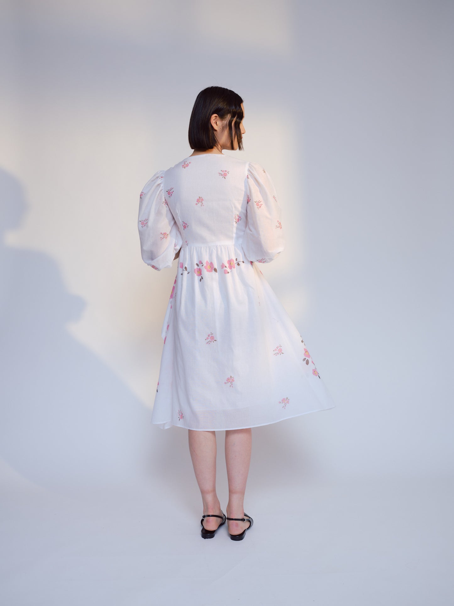 White Floral Blocks Geraldine Colour Block Printed Dress