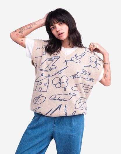 Sleeveless beige Agon jumper