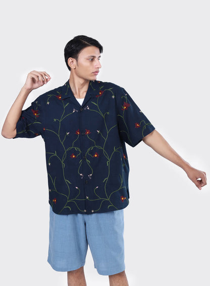 Oversized Camp Collar Short Sleeve Shirt