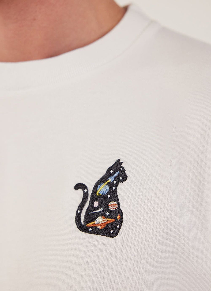 Galaxy Cat Auxiliary T Shirt White