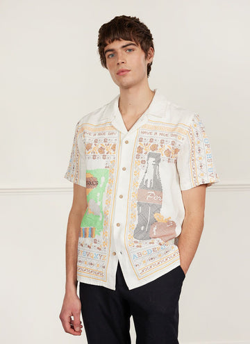 Meal Deal Tapestry Cuban Shirt White