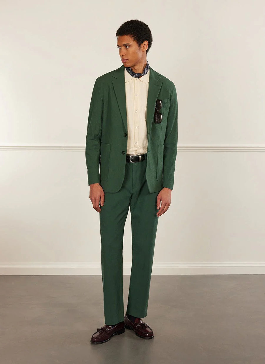 Tailored Seersucker Trousers Forest