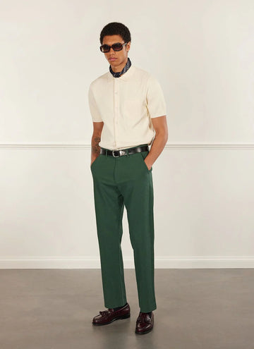 Tailored Seersucker Trousers Forest
