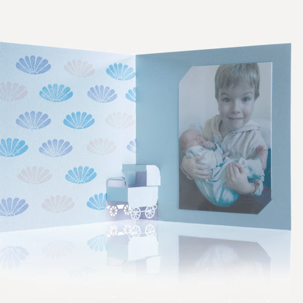 Porigami Card Kids Baby Pram Blue 16x16 cm