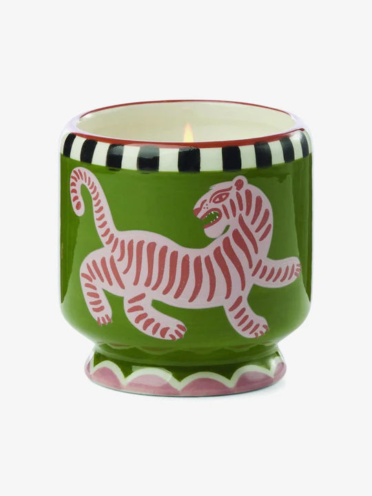 Adopo Tiger Ceramic Candle - Black Cedar & Fig Boxed
