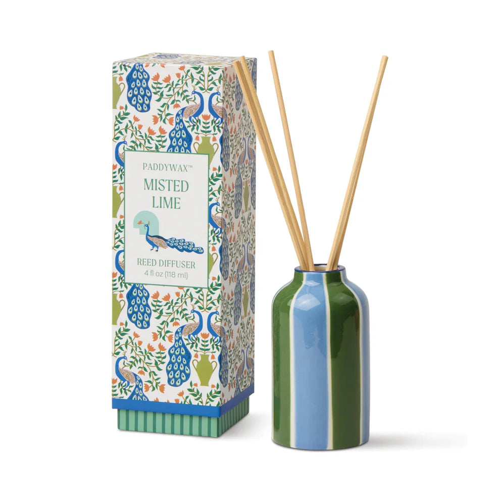 A Dopo 4fl oz./118ml Peacock Ceramic Diffuser - Misted Lime
