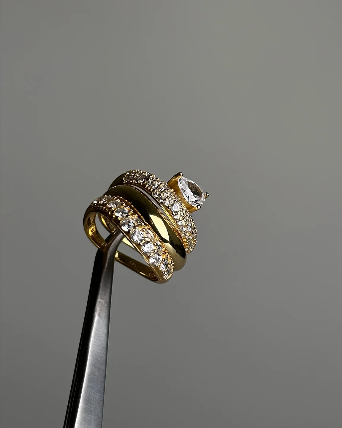 Wave Pave Combo Ring 925 GP