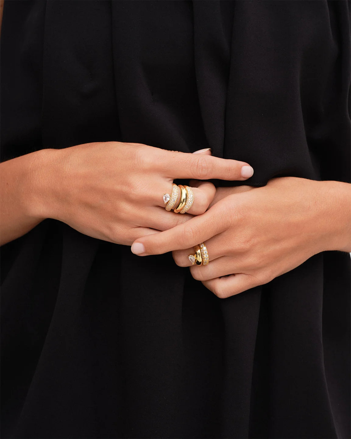 Wave Pave Combo Ring 925 GP