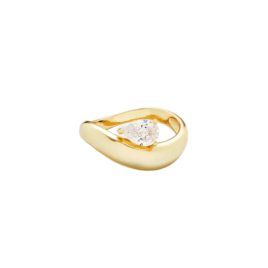 Wave Pear Pave Ring 925 GP