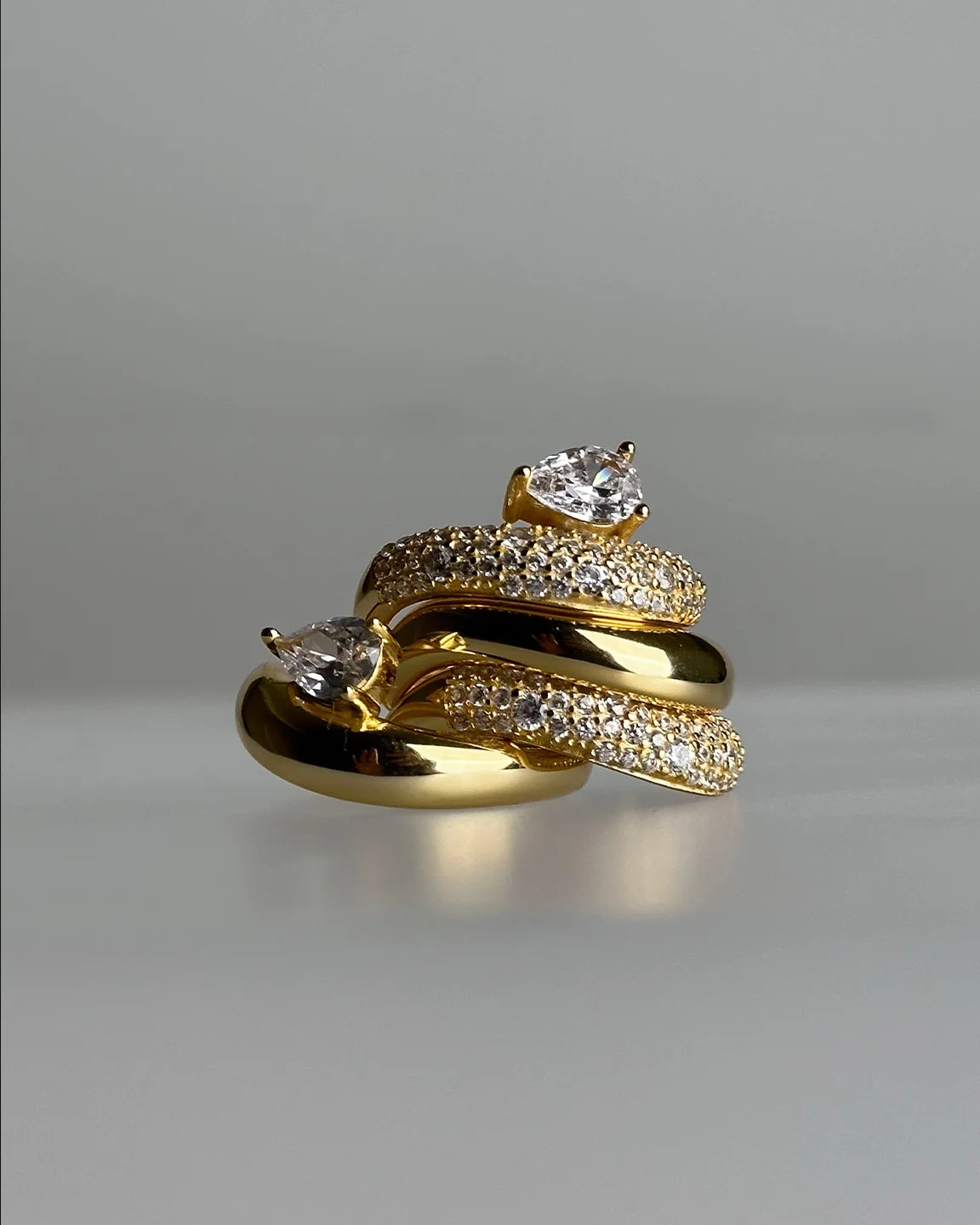 Wave Pear Pave Ring 925 GP