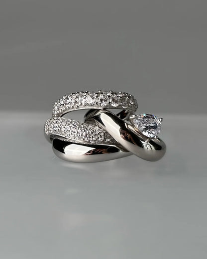 Wave Pear Ring 925