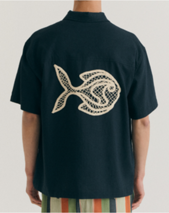 Navy Fish Patch Kurtis Shirt