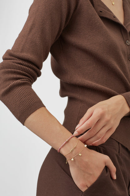 Pink Tourmaline Cz Disc Amelia Bracelet