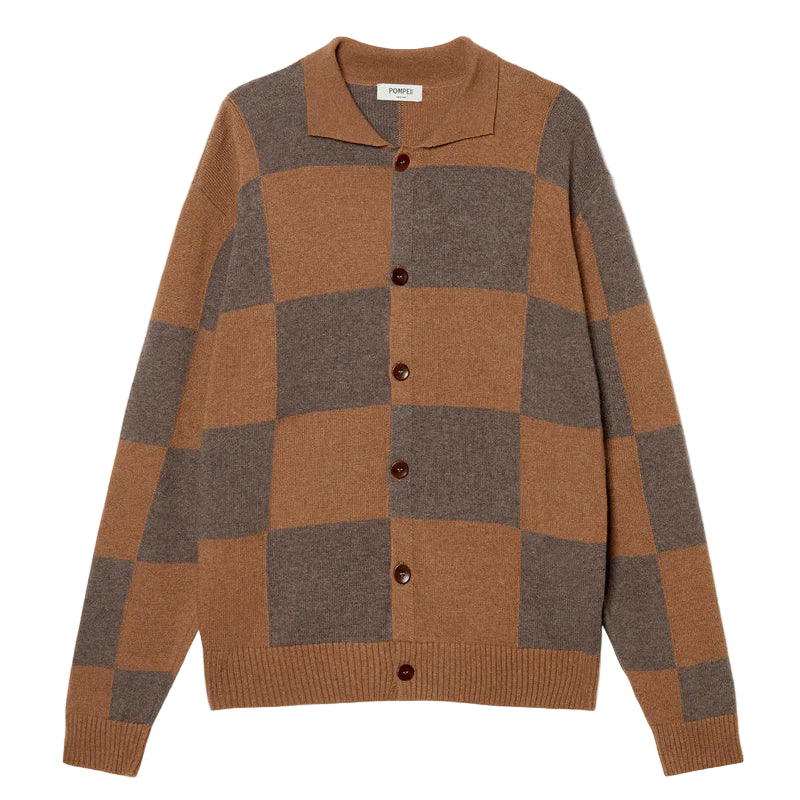 Dark Chocolate Checked Cardigan Polo