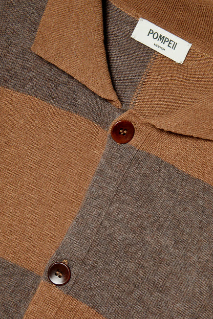 Dark Chocolate Checked Cardigan Polo