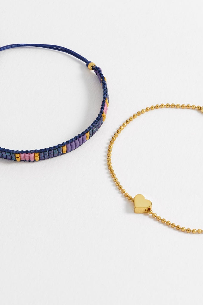 Purple Heart Miyuki Duo Bracelet Gold Plated