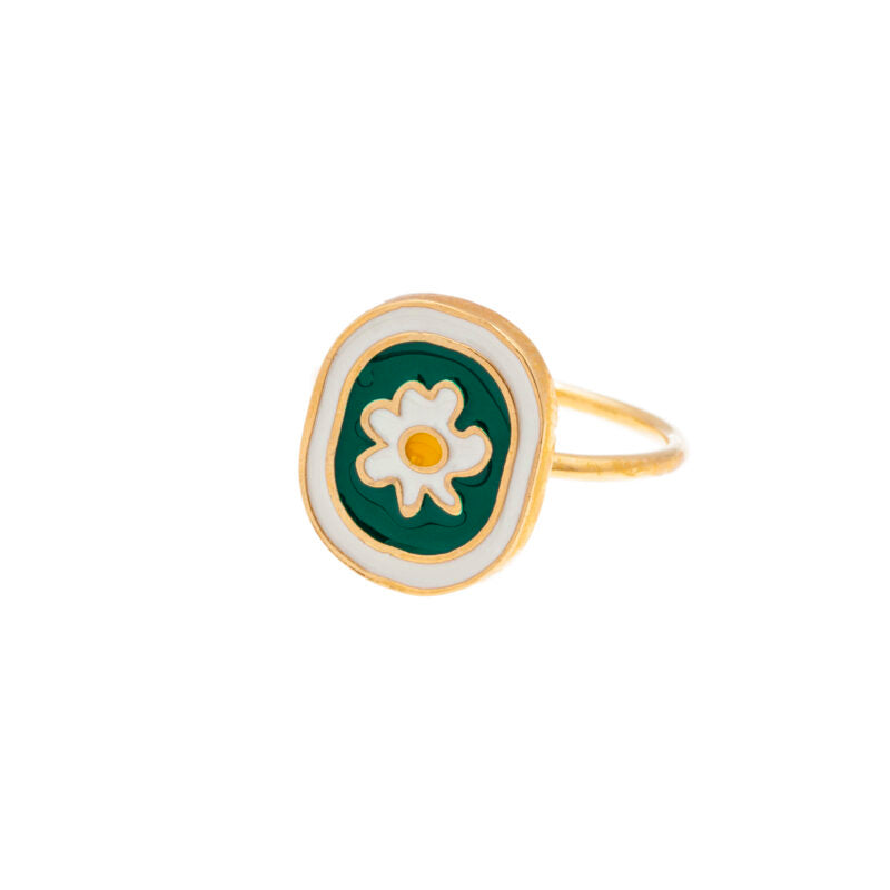 Ring Chamomile Flower GP Brass