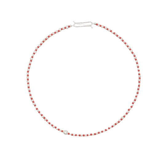 Batek Pearl And Crystal Necklace - Red