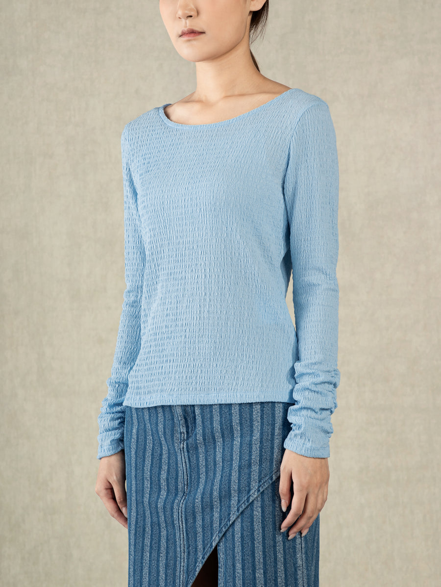 Crunched Sleeve Top Little Boy Blue