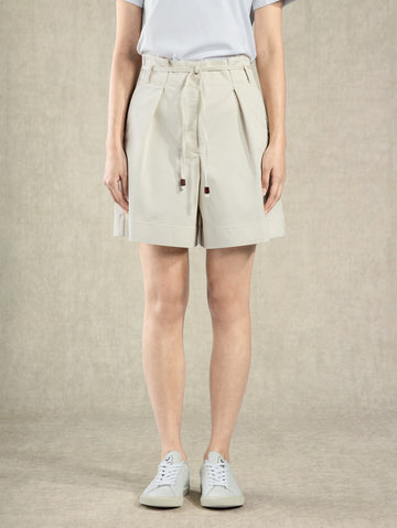 Paperbag Belted Shorts Pumice Stone