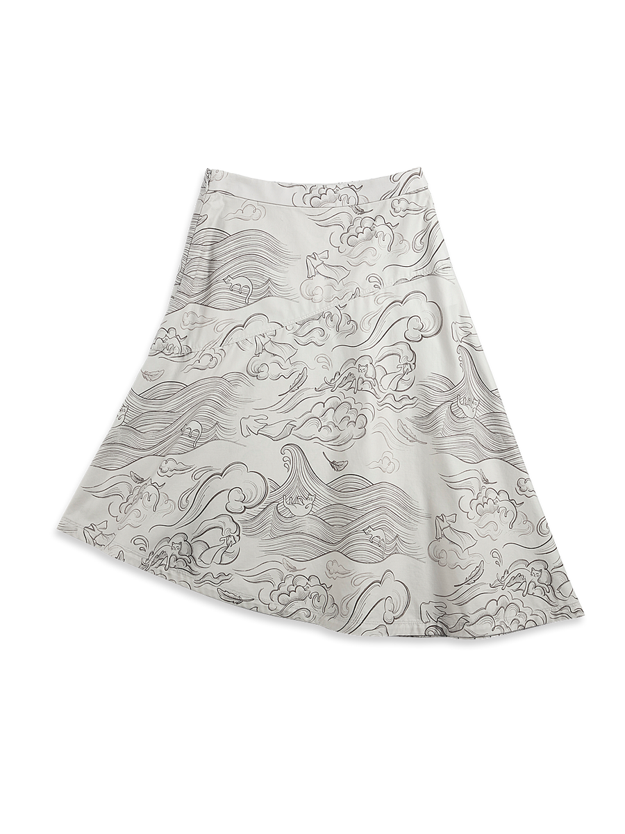AOP Asymmetric Skirt Flint Grey