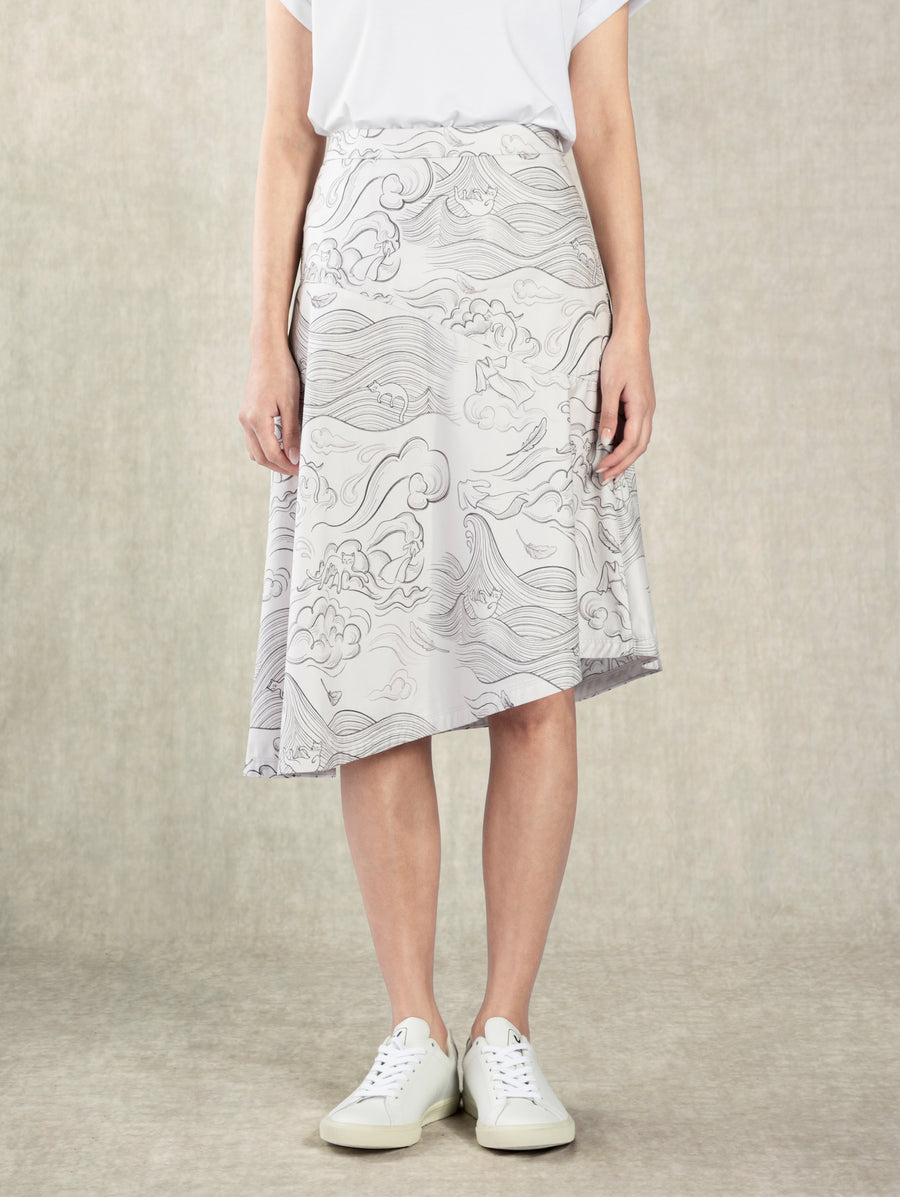 AOP Asymmetric Skirt Flint Grey