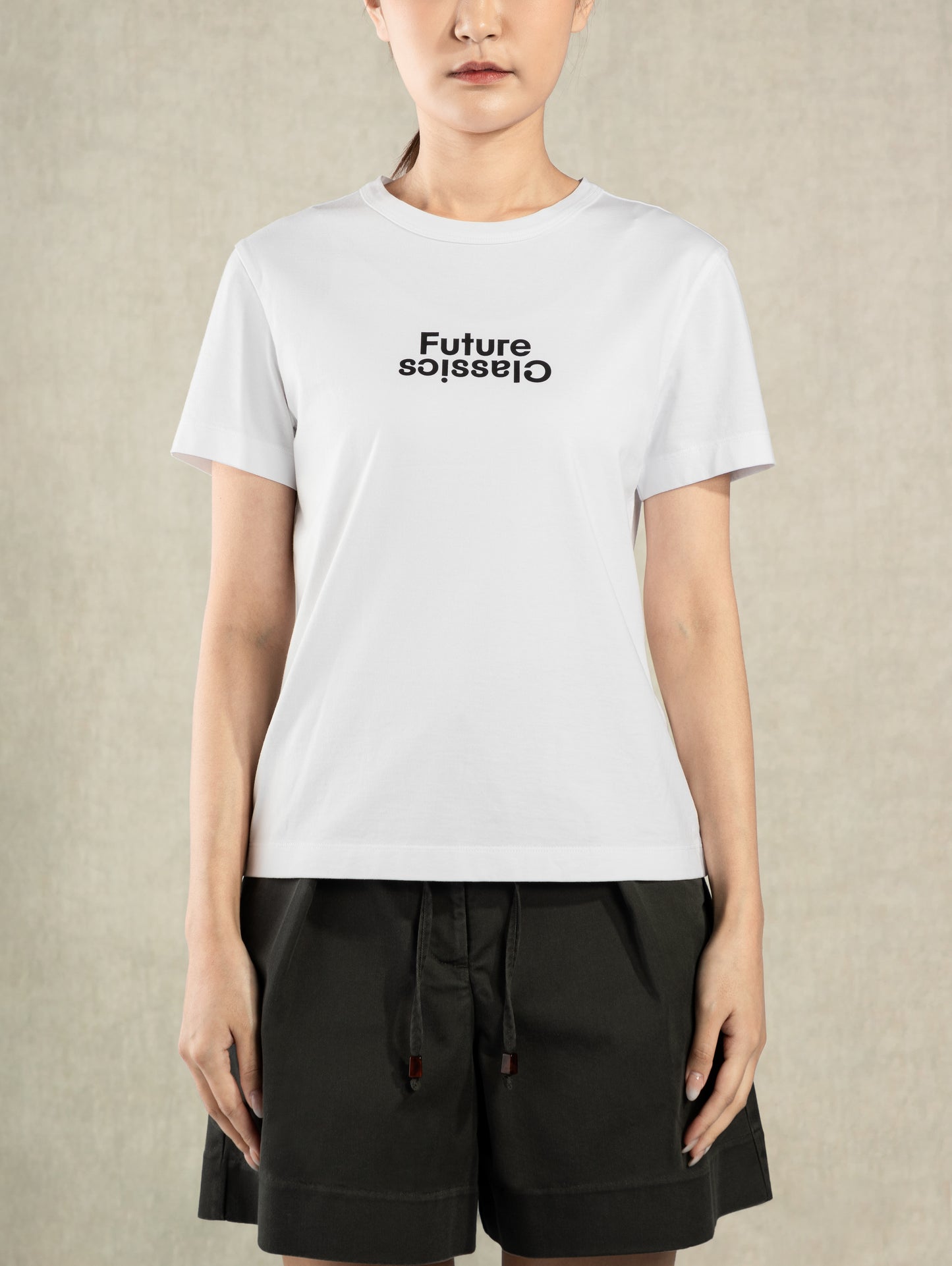 FC Logo Tee Pure White/Black Print