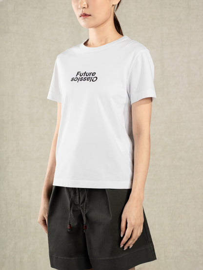 FC Logo Tee Pure White/Black Print