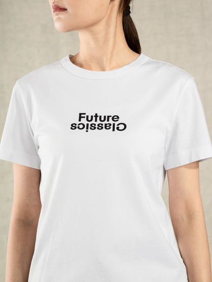 FC Logo Tee Pure White/Black Print