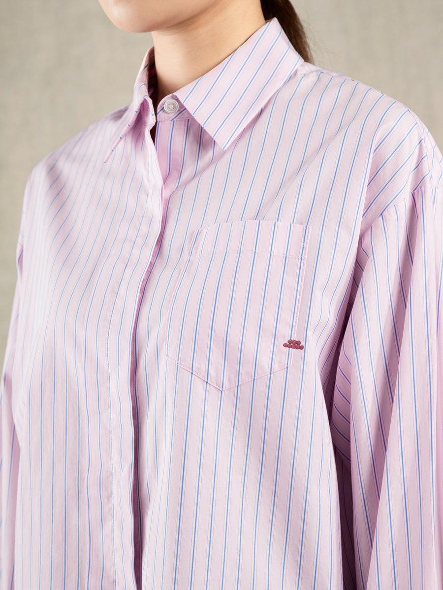 Striped Boxy Shirt Blushing Pink Stripe