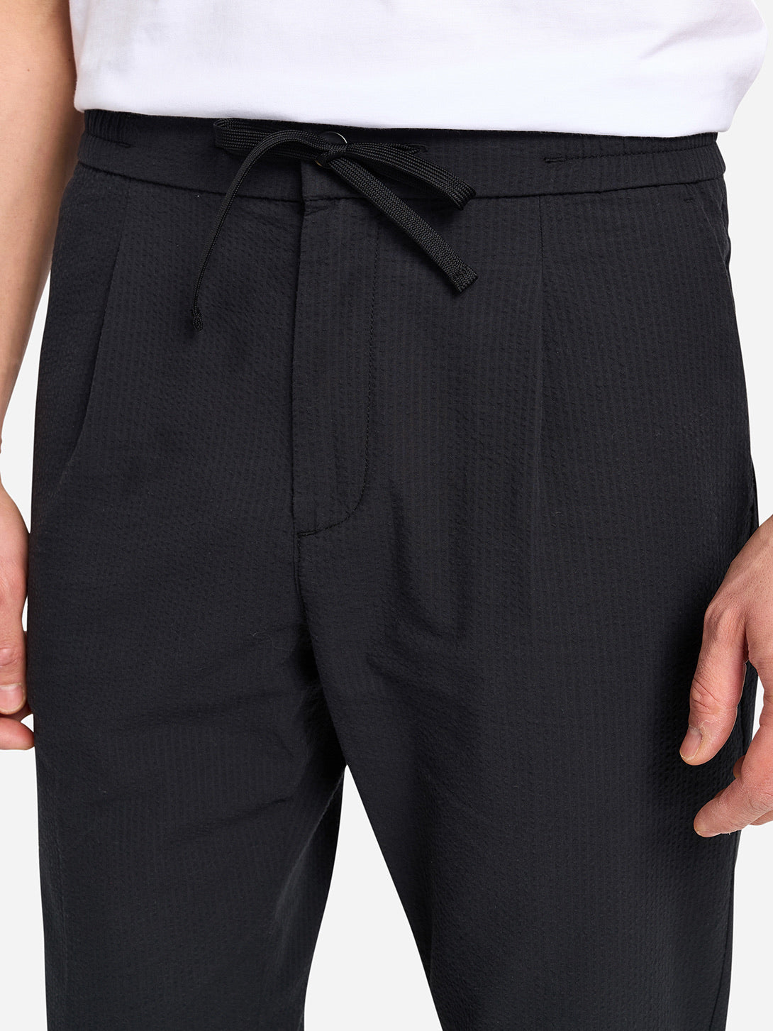 Wayne Seersucker Trousers Black