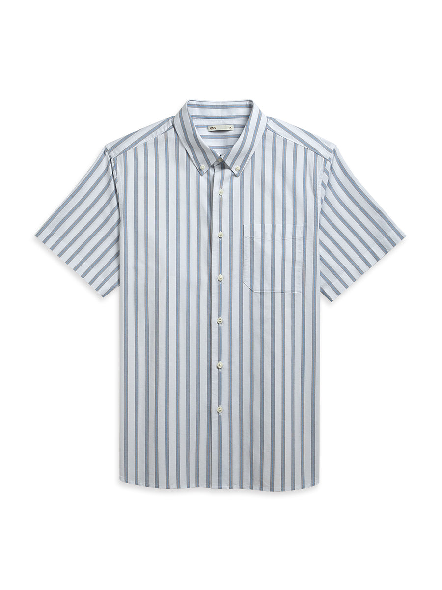 Fulton Stripe Oxford Shirt - Bright White/Blue Stripe