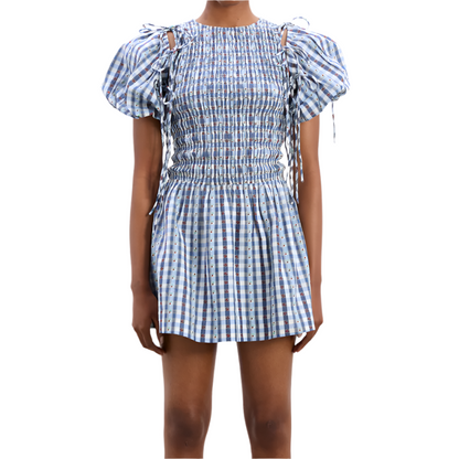Blue Margot Gingham Becca Bubble Mini Dress