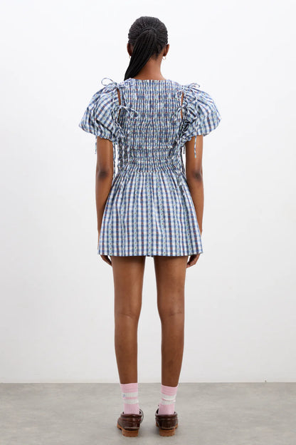 Blue Margot Gingham Becca Bubble Mini Dress