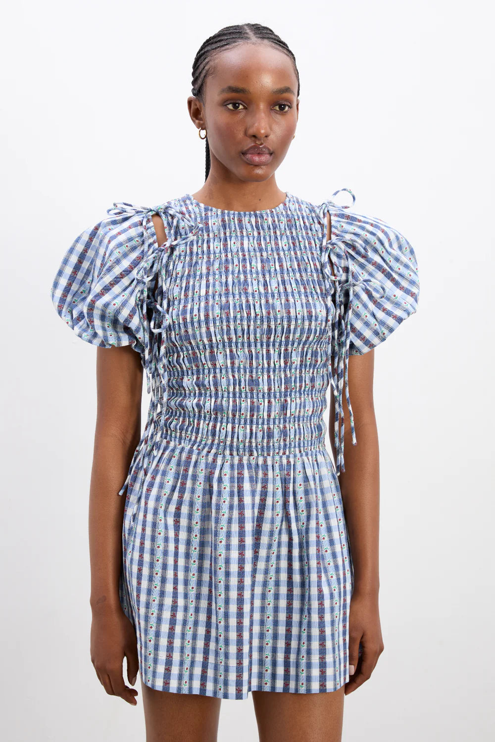 Blue Margot Gingham Becca Bubble Mini Dress