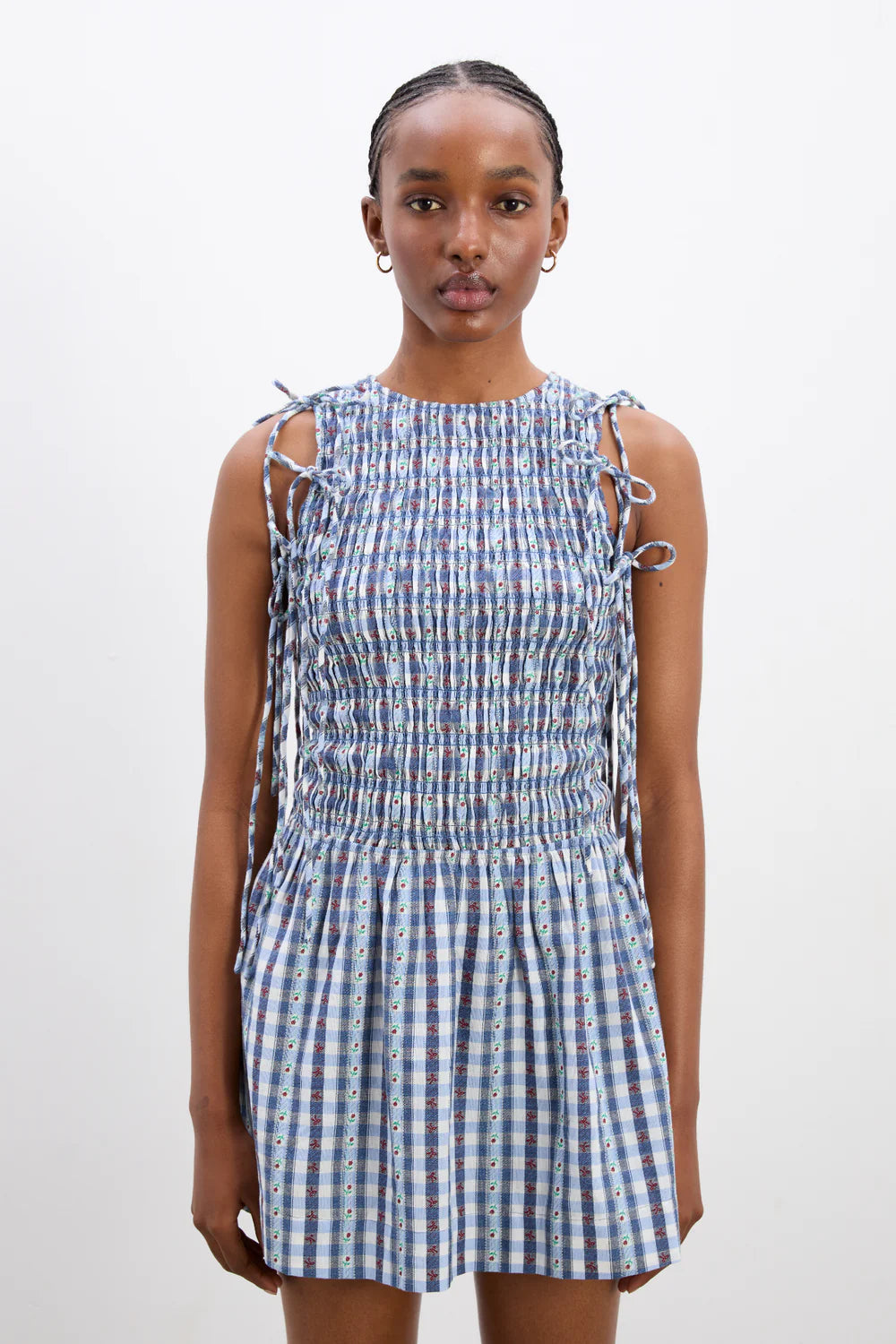 Blue Margot Gingham Becca Bubble Mini Dress